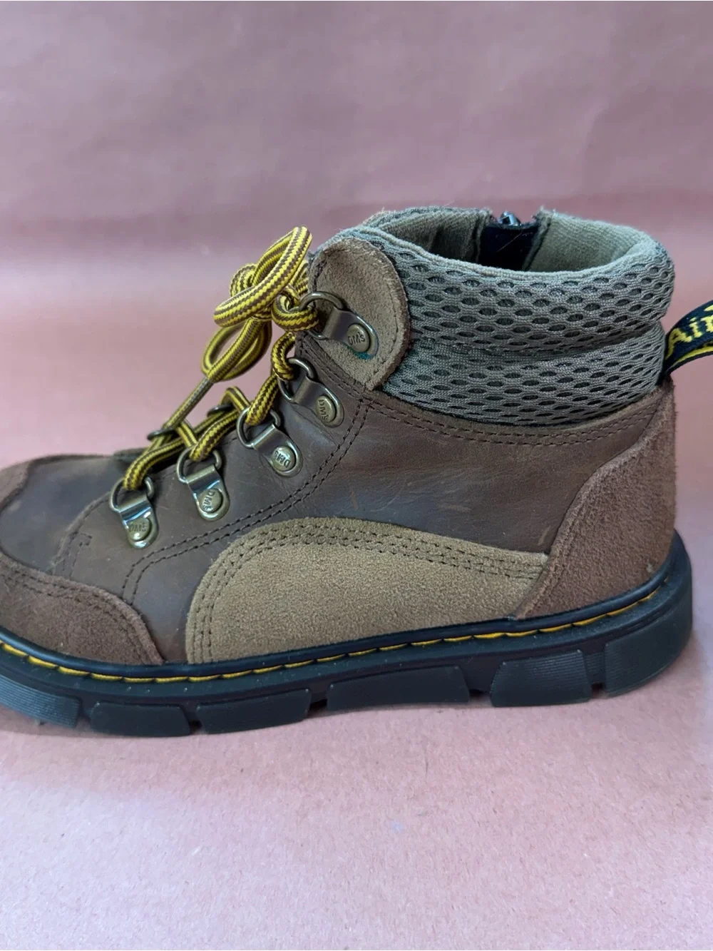 Dr. Martens Raffe Brown Kids Lace-Up Ankle Hiking Boots
